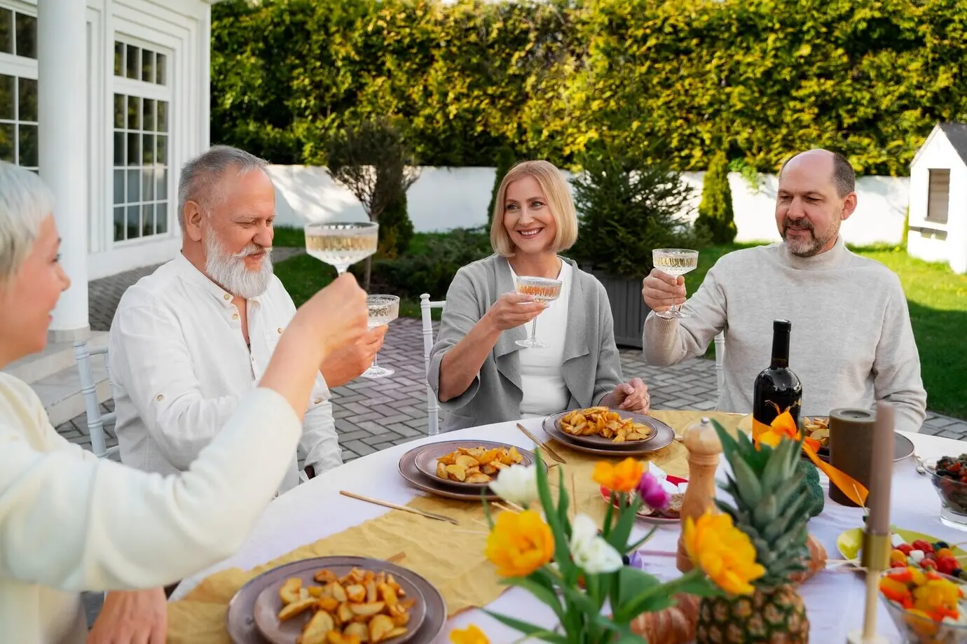 Front view of a family celebrating a birthday together.